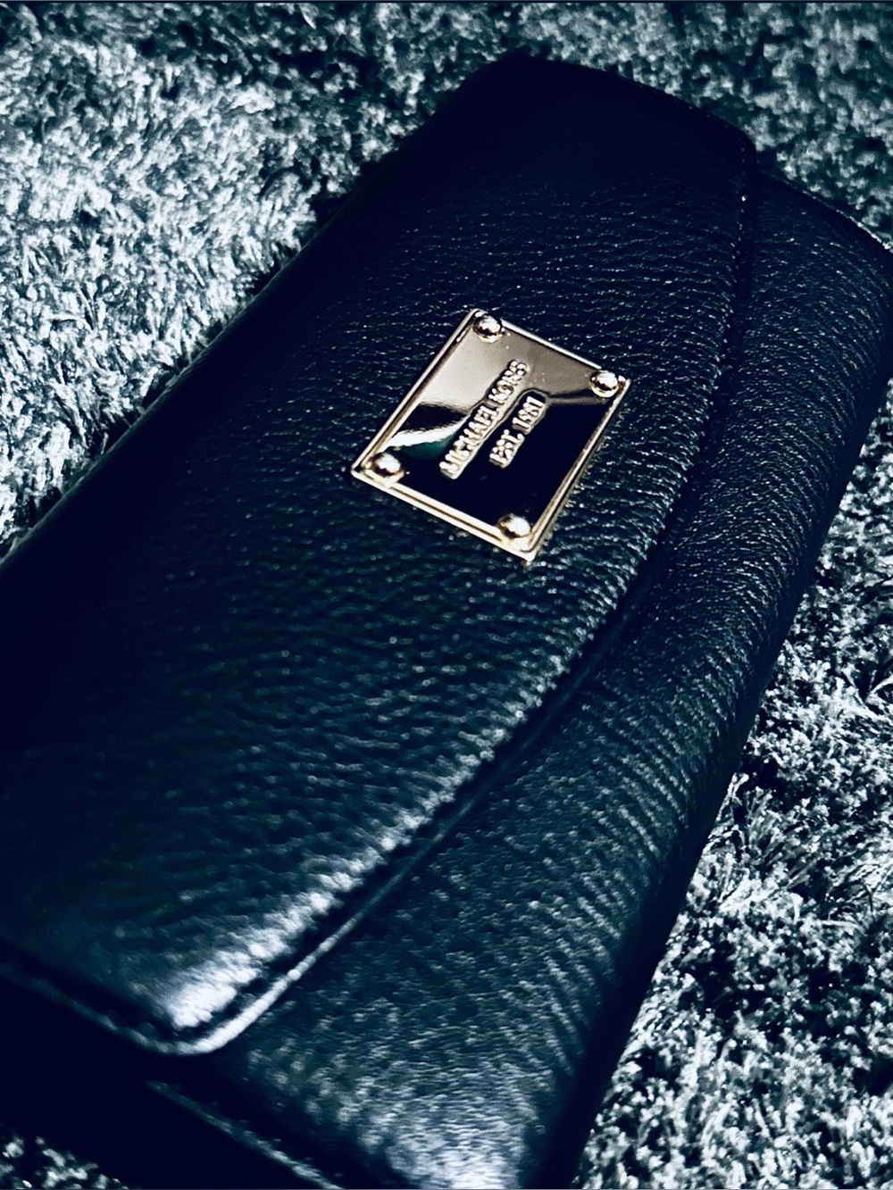 Michael Kors Black Leather Wallet with Gold Plaque Accent - Picture 4 of 4